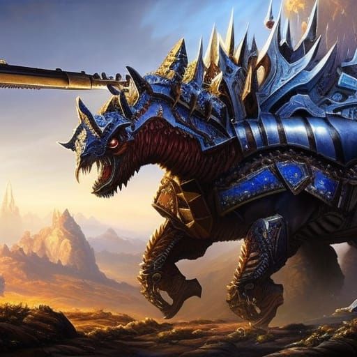 Armored Battlesteed Monster in Ornate Rococo Style