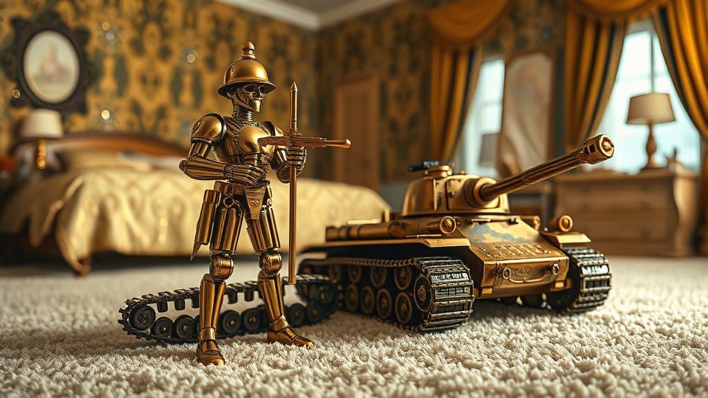 Mechanical Toys of Nails and Screws in a Bedroom