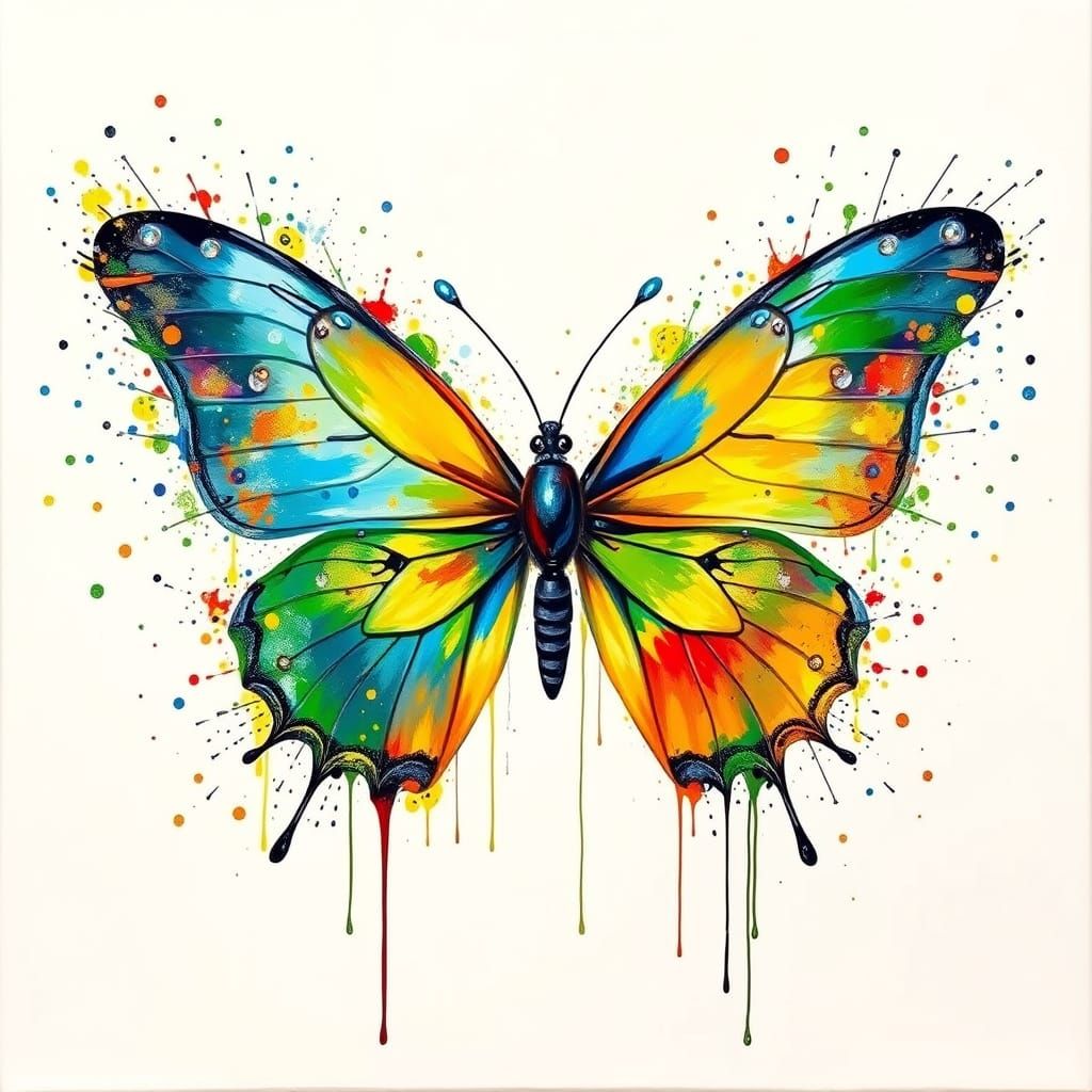 Ethereal Butterfly in Vibrant Color Field