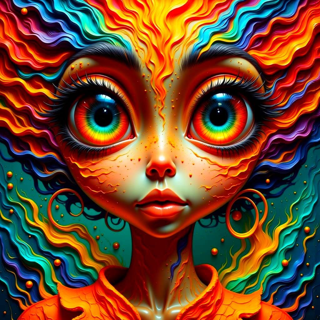 Mesmerizing Portrait in Vibrant Impasto Style