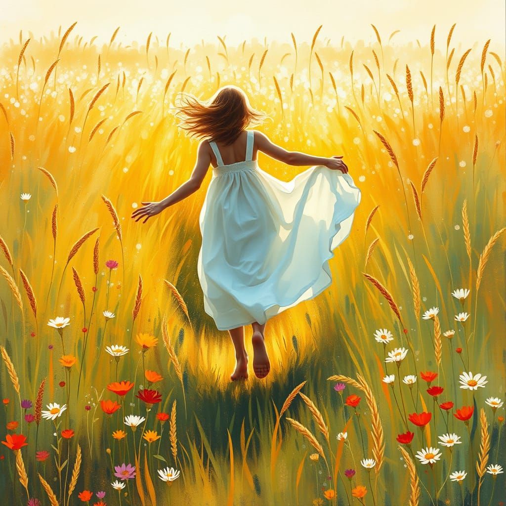 Person Chasing Sunbeams in Impressionistic Style