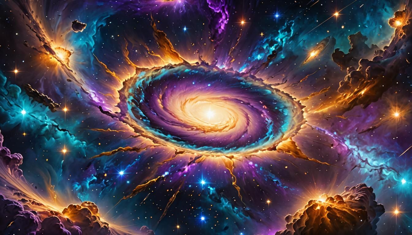 Quasar: Vibrant Cosmic Explosion in Digital Art