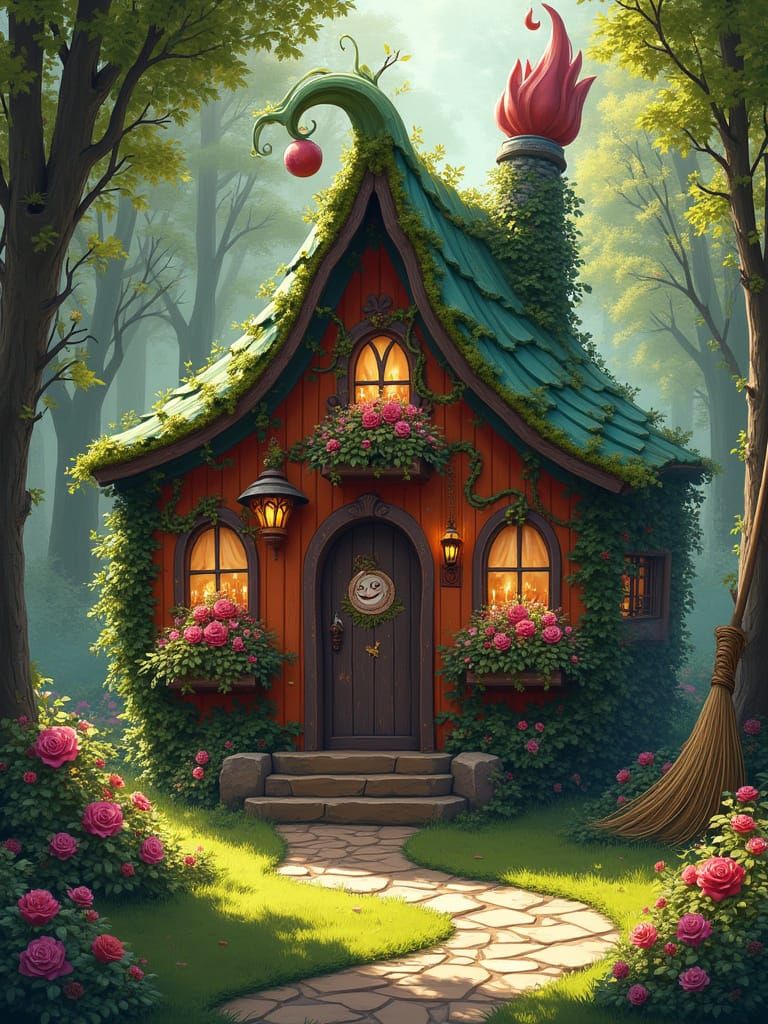 Whimsical Forest Home with Baba Yaga's Enchanted Abode