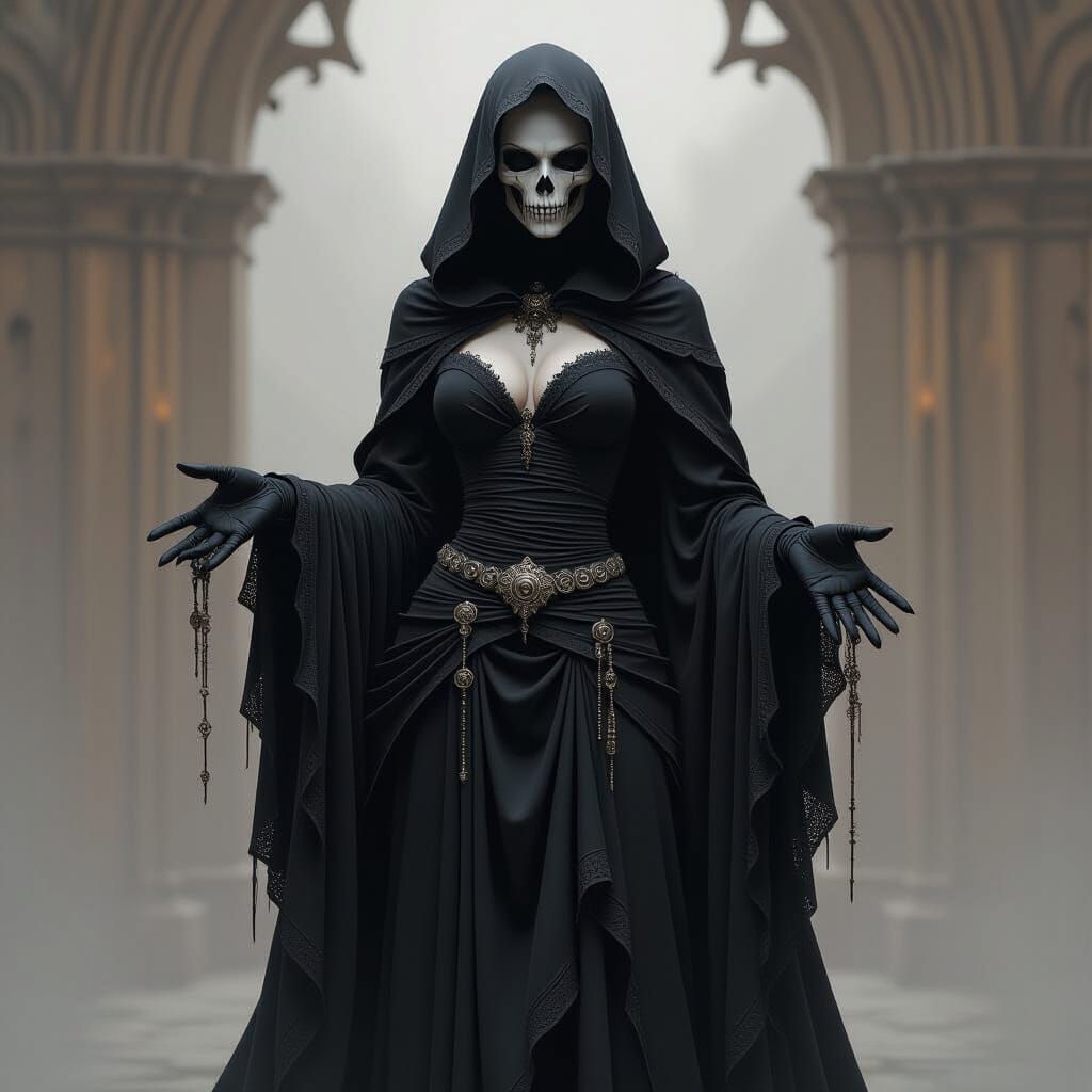 Ominous Necromancer in Dark Gothic Art Style