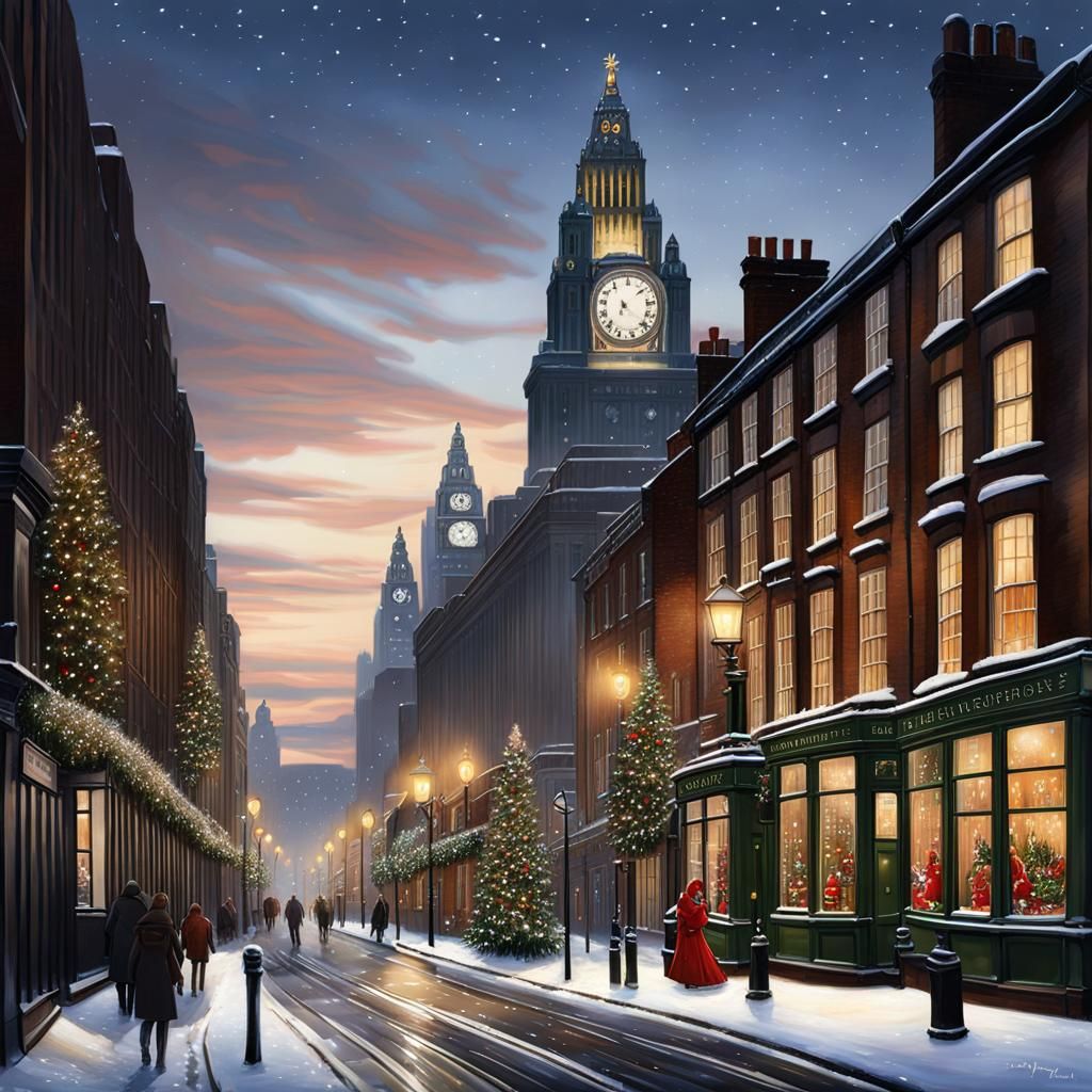 Liverpool Christmas Street in Hyper-Realistic Digital Painti...