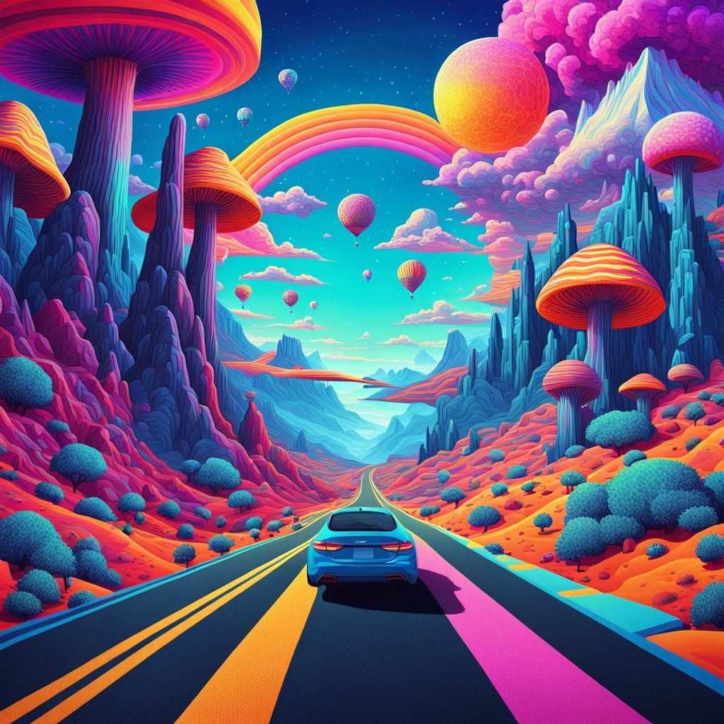 Psychedelic Geometry Dreamscape Road Trip