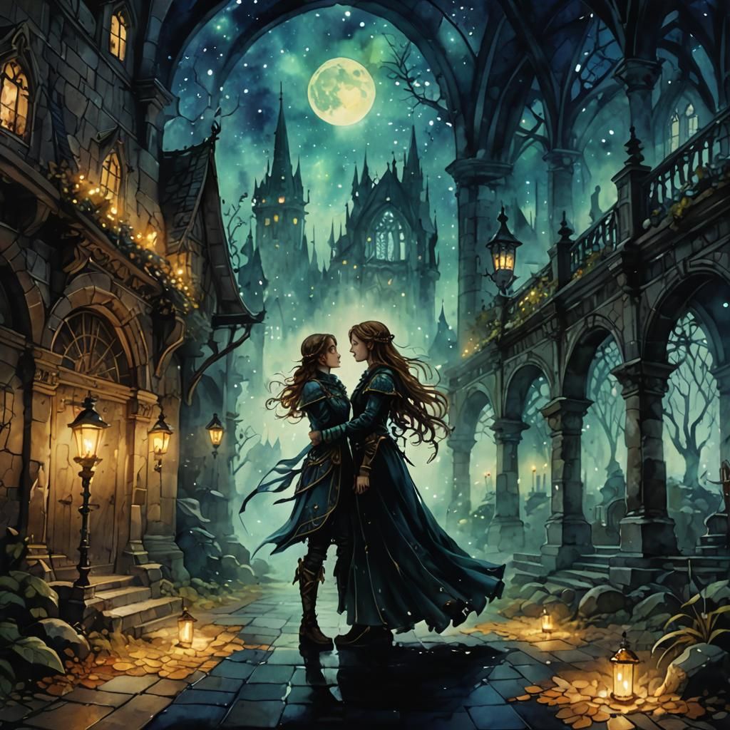 Detailed Antique Watercolor Fantasy Art