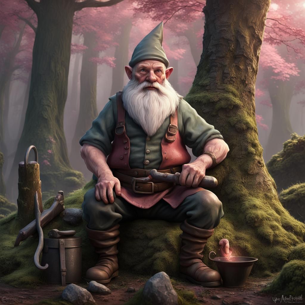 Forest Gnome Blacksmith: Fantasy Concept Art