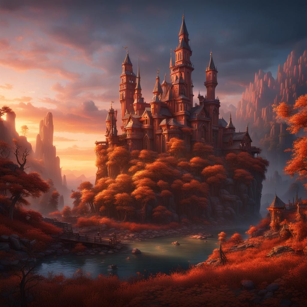 Warm Colorful Sunrise: Fantasy Concept Art