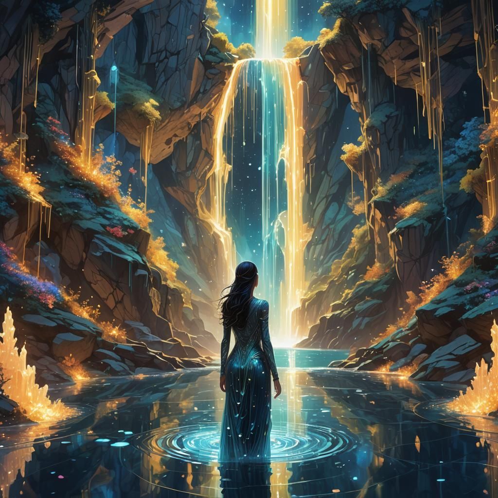 Ethereal Being in Radiant Cosmic Realm