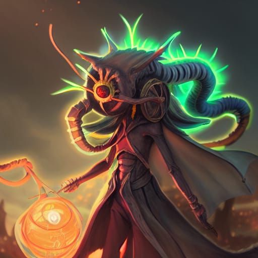 Skaven with Glowing Eyes in Anime Style