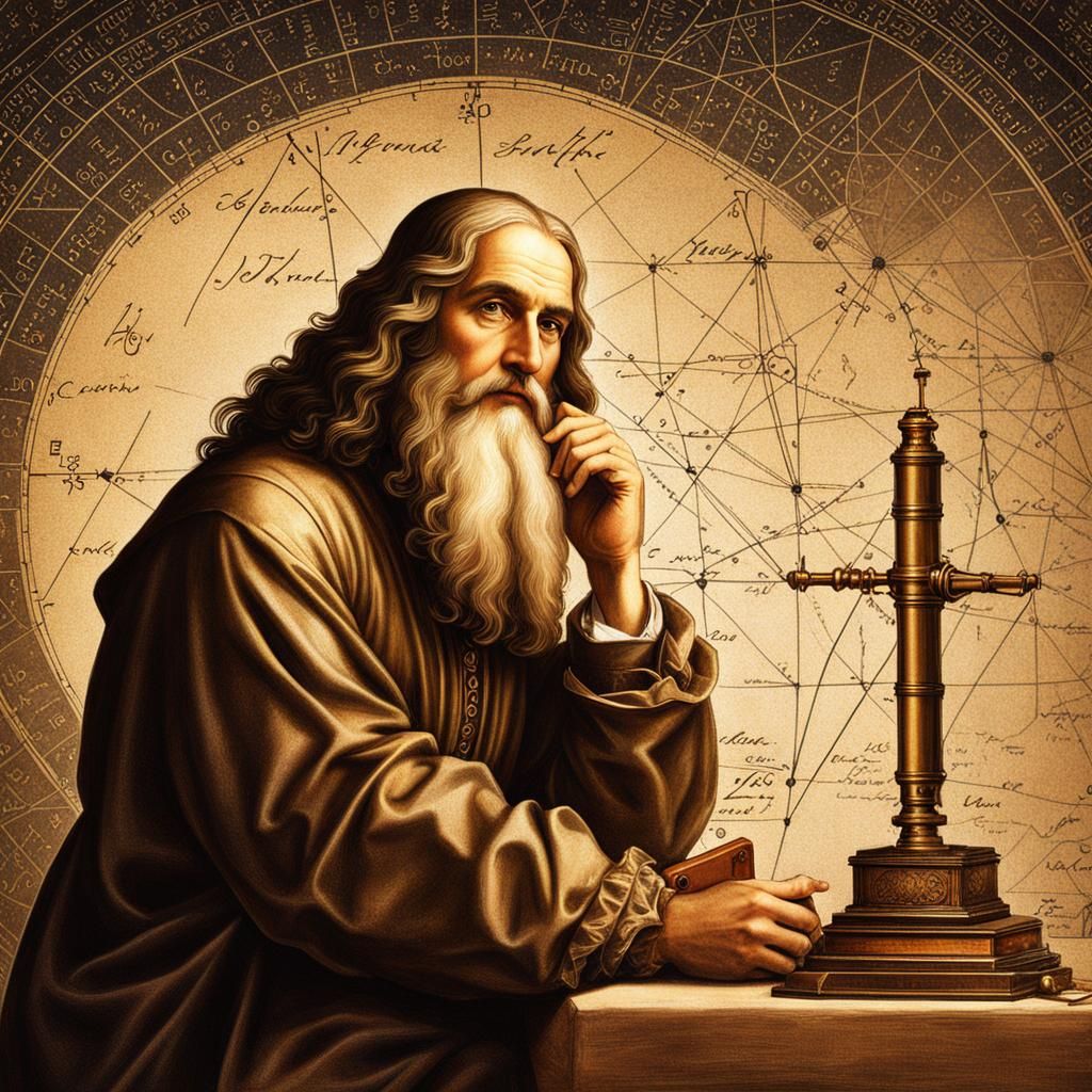 Copernic and Da Vinci Contemplate Science