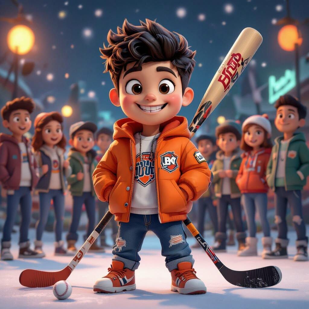 Hyperrealistic 3D Cartoon of a Confident Kid