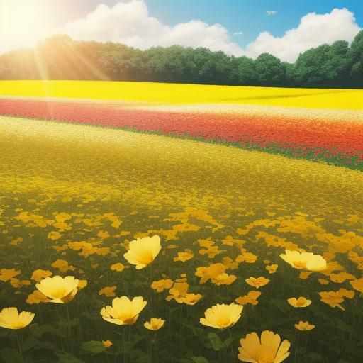 Sunny Flower Field in Full Bloom
