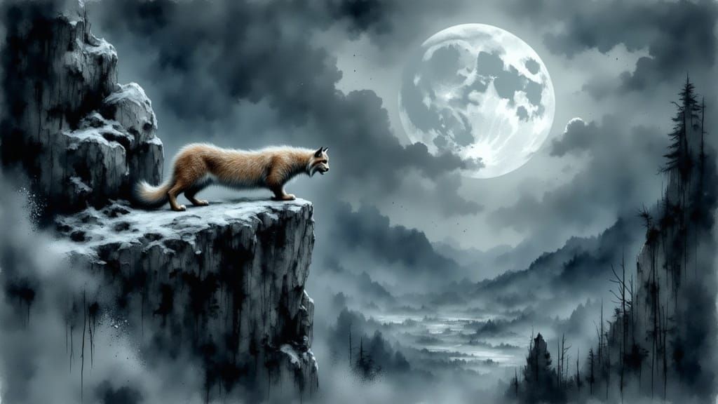 Lynx Surveys Wilderness from Rocky Cliff Edge