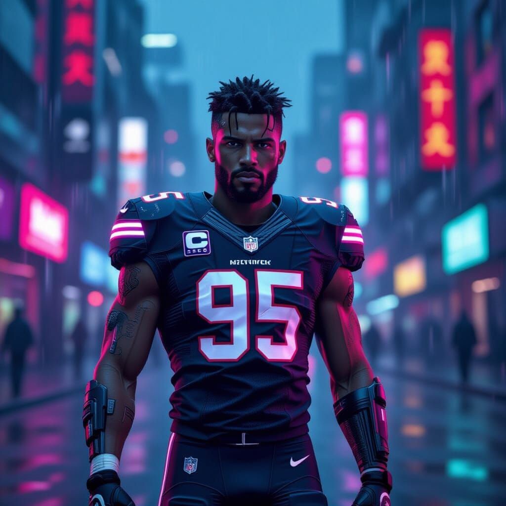 Cyberpunk Football Player NFT in Neon City