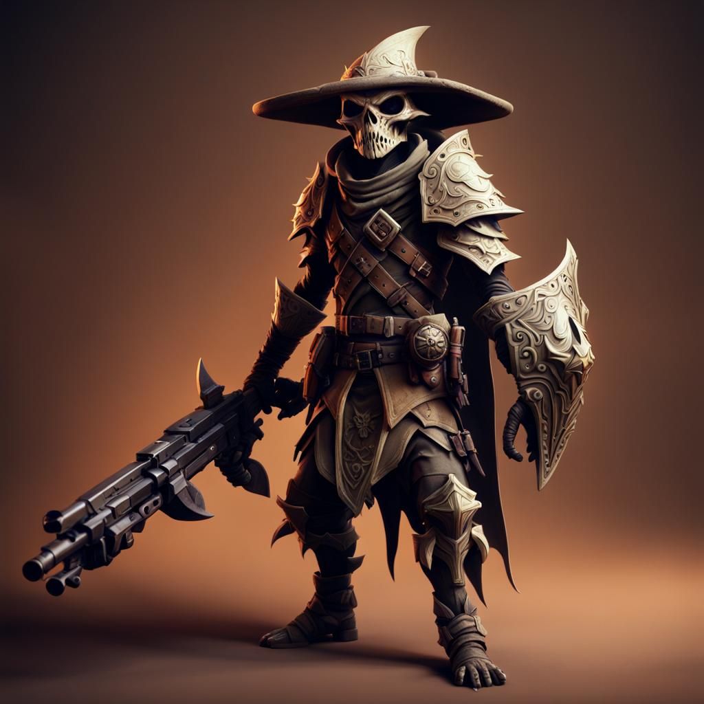 Menacing Goblin Hunter in Bone Armor, 3D Render