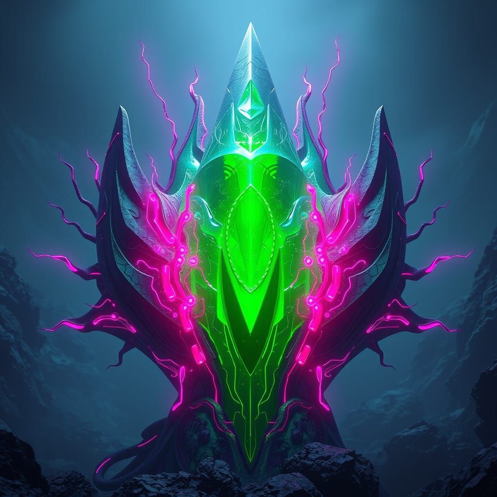 Vibrant Green Regice With Pink Circuitry and Gray Cone