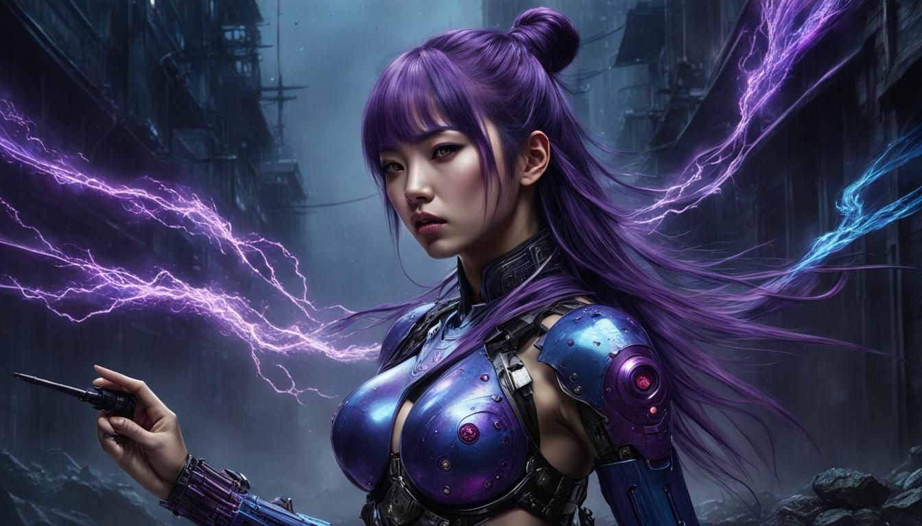 ELECTRIC PURPLE CYBERPUNK GIRL