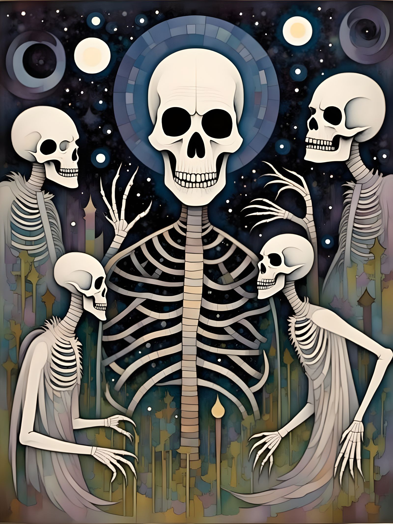 Eerie Gothic Skull in Starry Sky