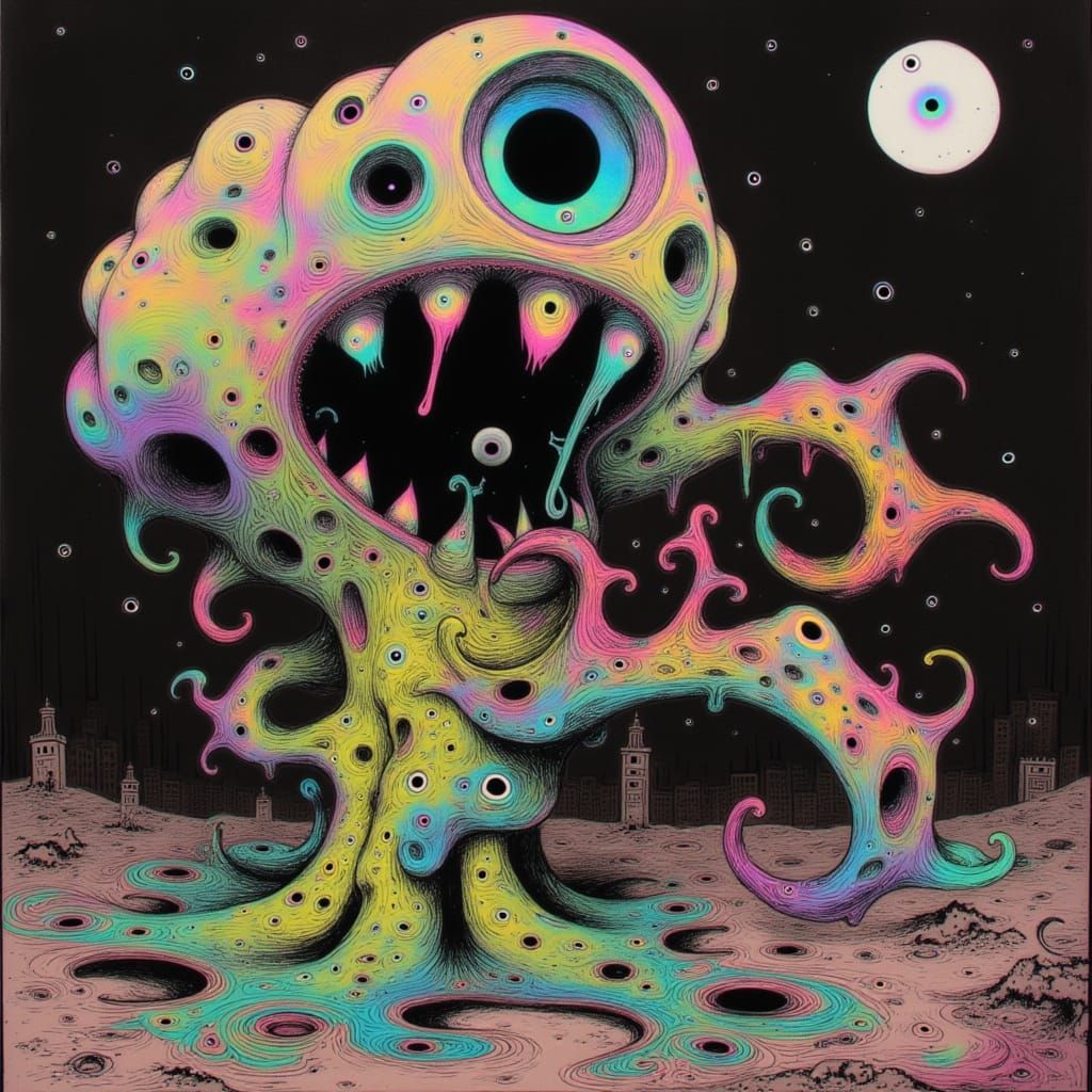 Apocalyptic Piranha Plant Devouring Desolate World