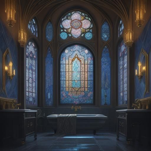 Ethereal Fantasy Bathroom with Ornate Fixtures