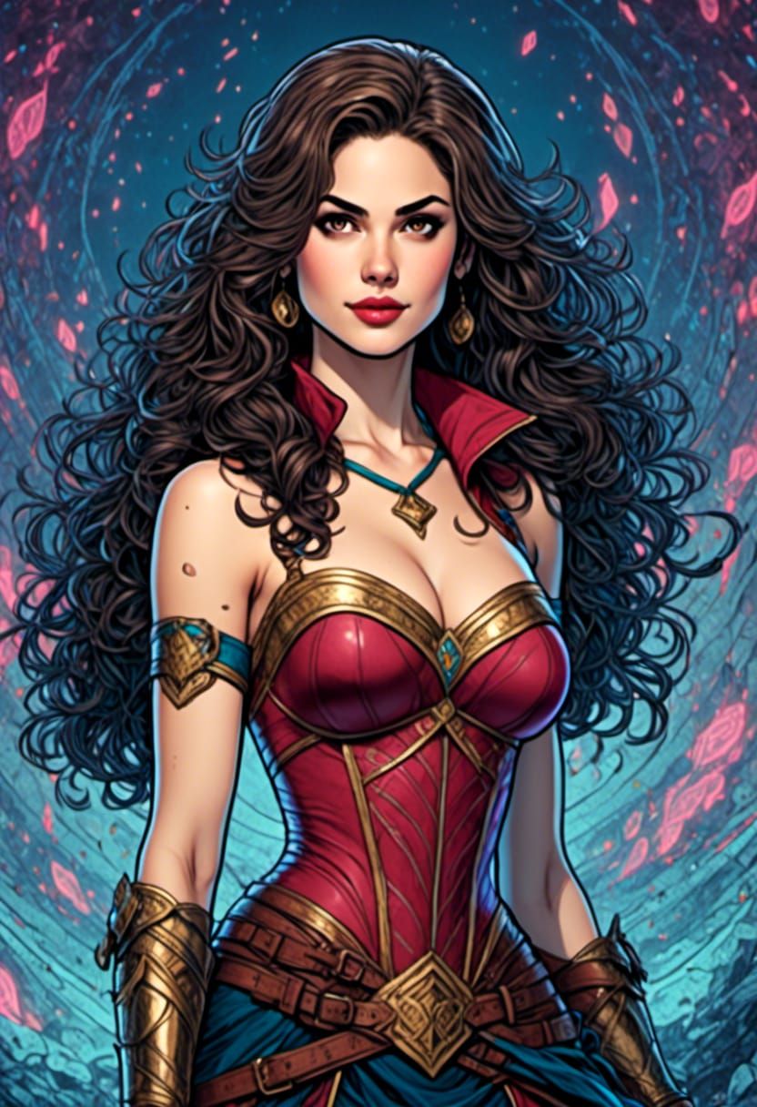 Wonder Girl in Comic Book Style