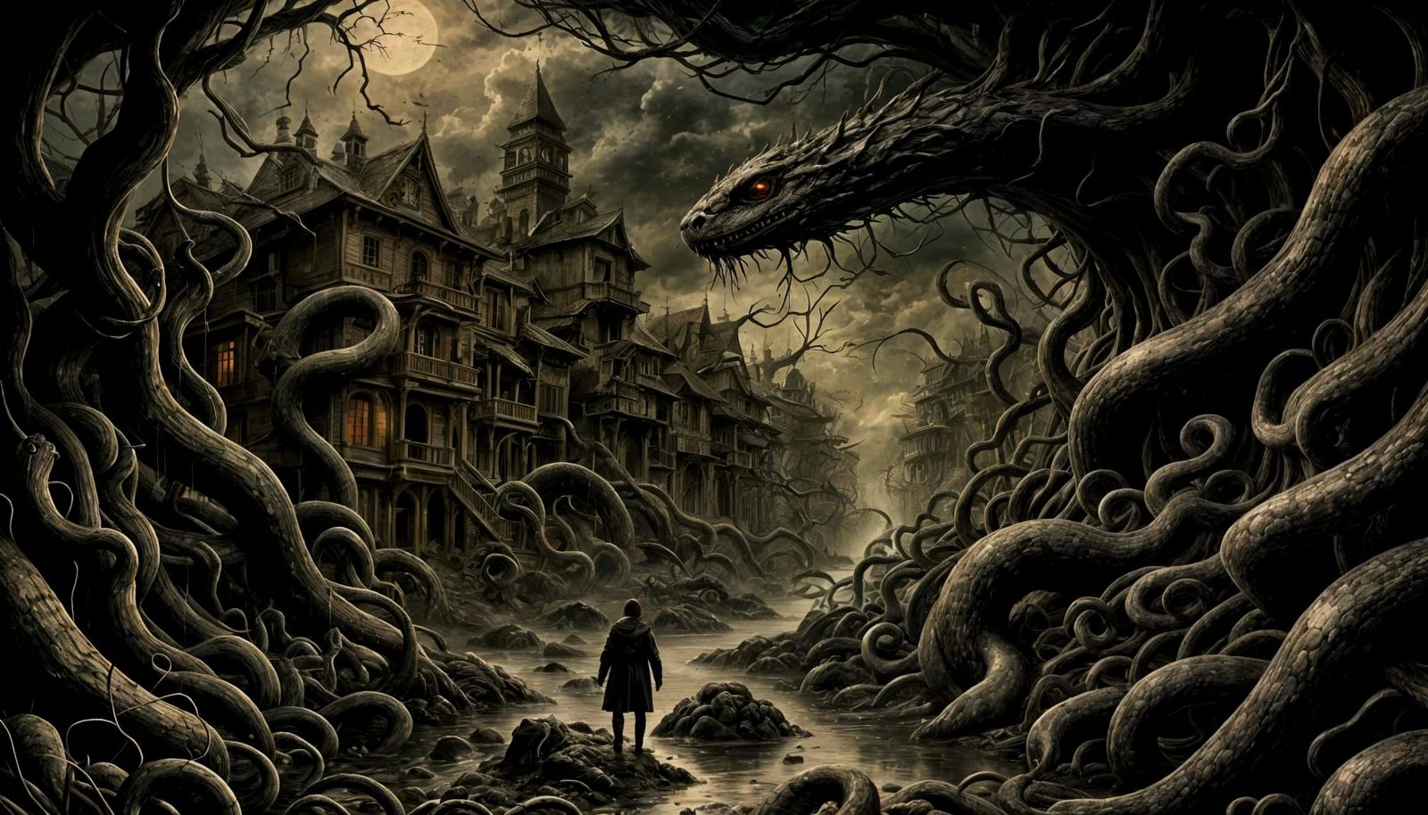 Dark Fantasy Scene with Volumetric Lighting