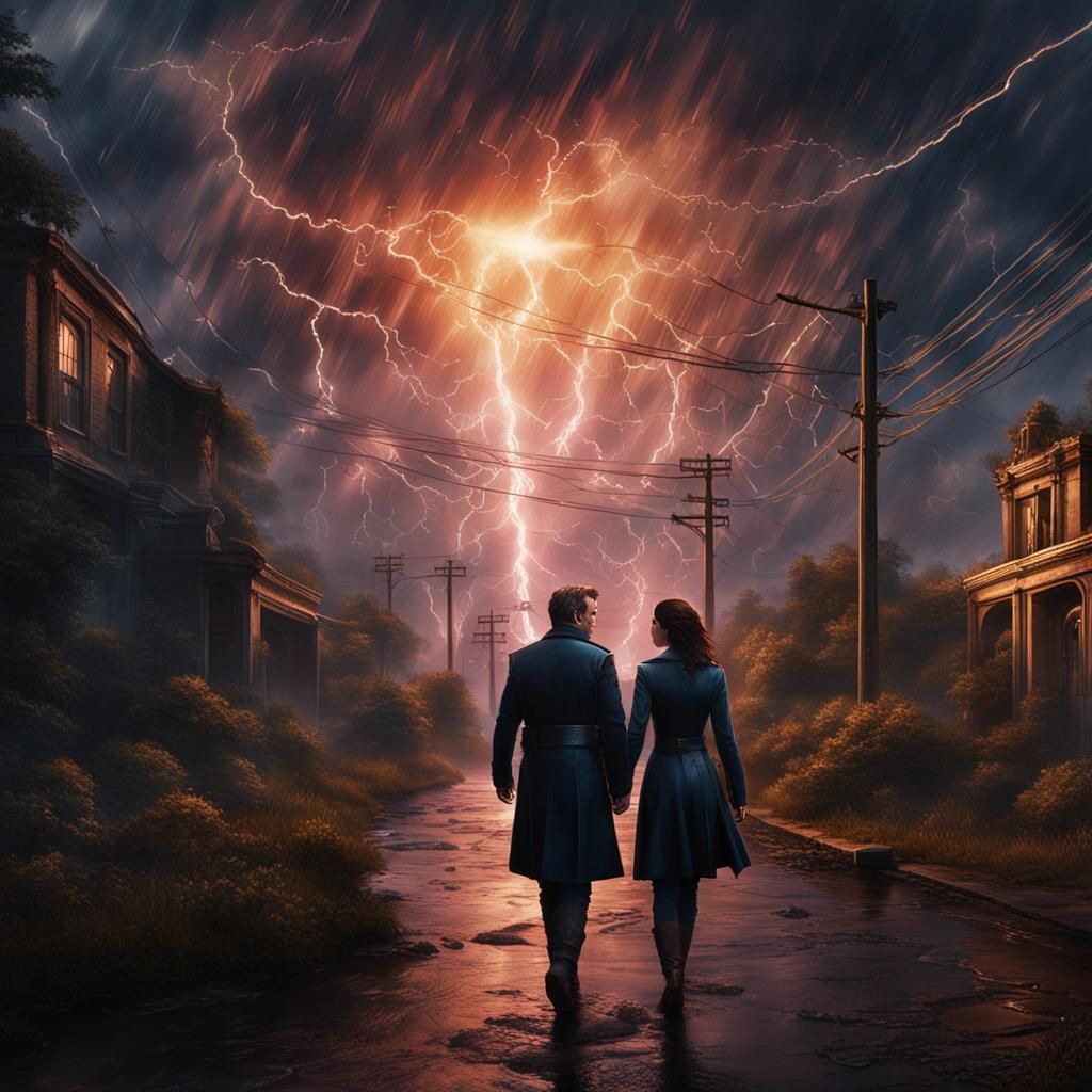 Soulmates in Electrical Storm: Fantasy Concept Art