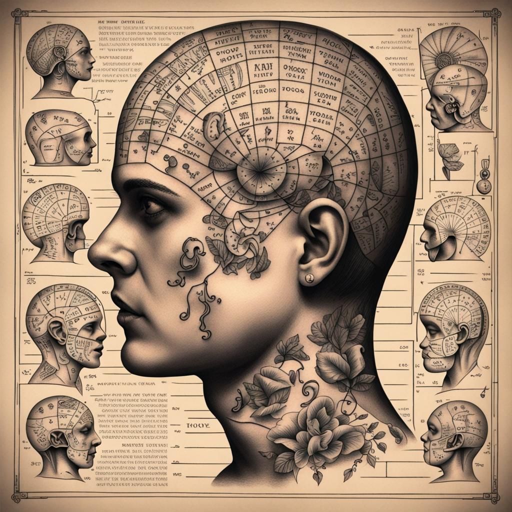 Phrenology tattoo