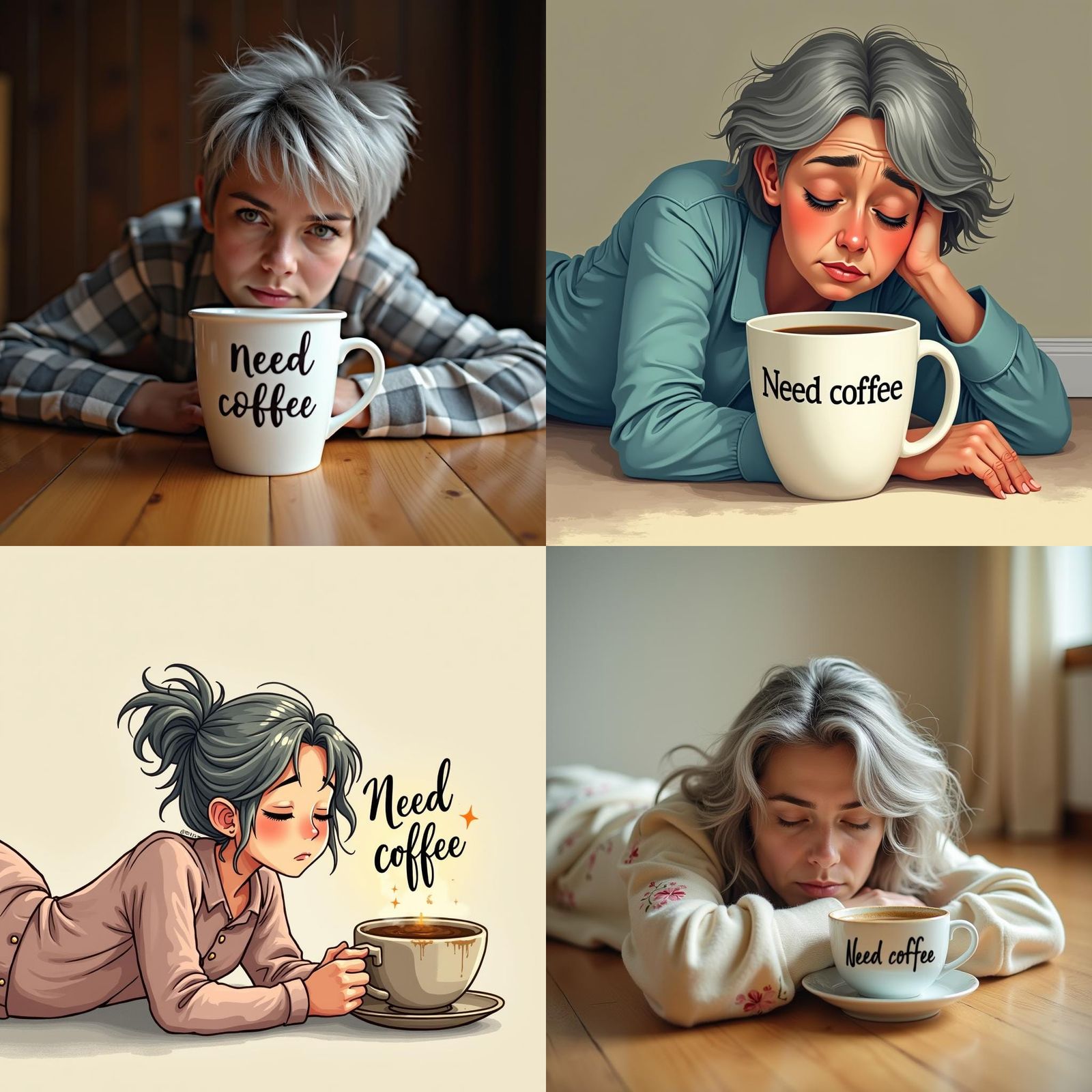 Tired Woman Resting on Coffee Cup