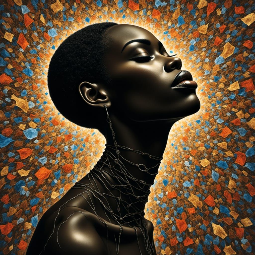 Avant Garde Black Woman Portrait with Elongated Neck
