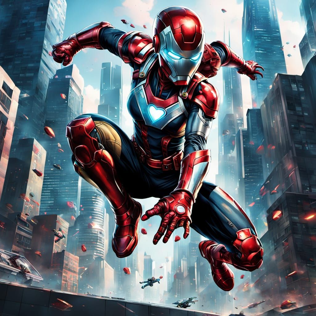 Ironheart Jumps Into Abstract Future City Poster