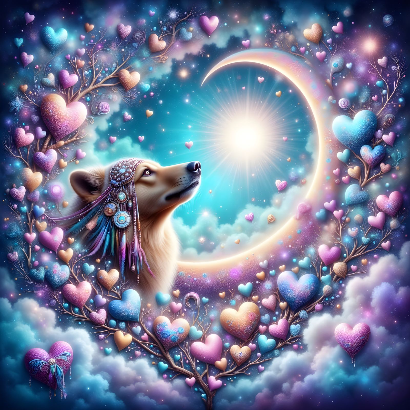 Vibrant Cosmic Heart Dreamscape