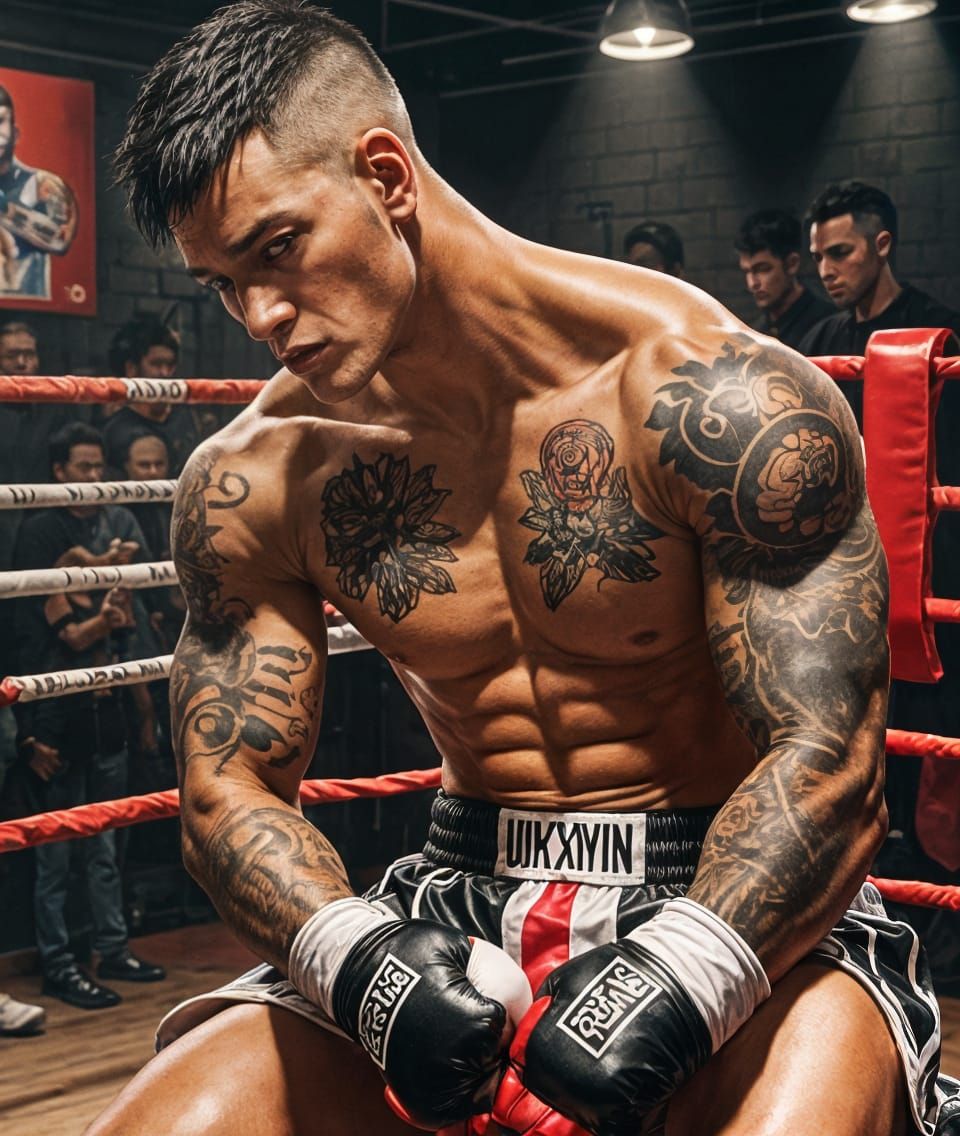 Boxer in Ring Corner: Oil Painting Portrait