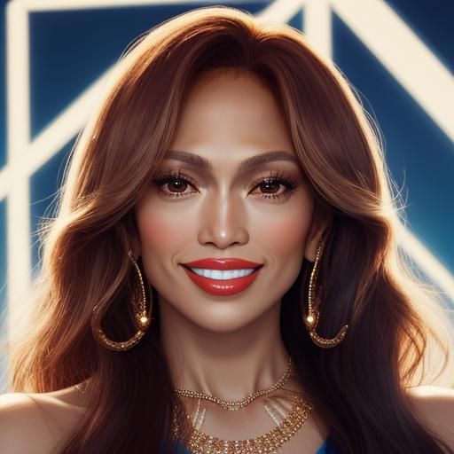 Jennifer Lopez Glamour Portrait in Golden Hour Lighting