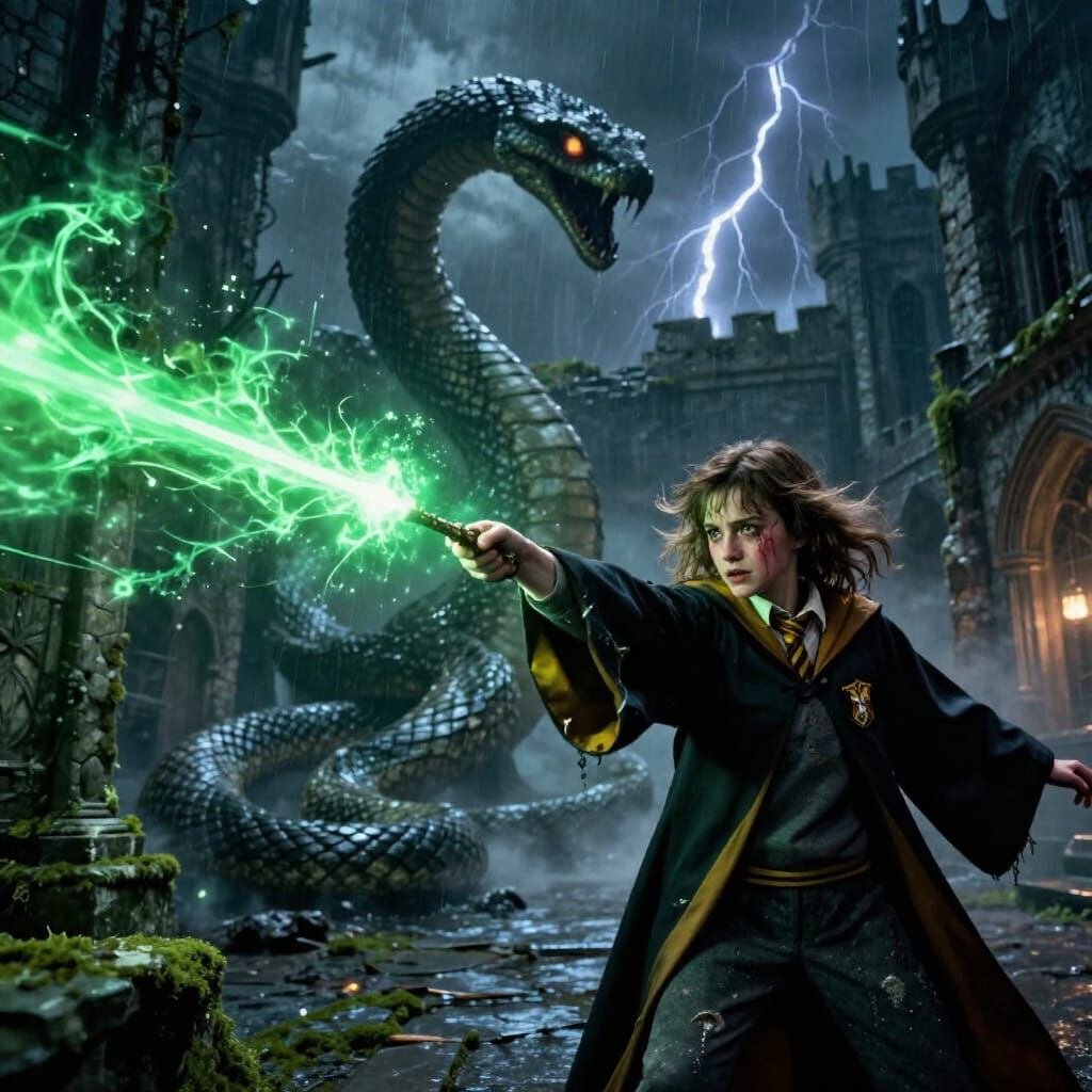 Hufflepuff Student in Desperate Magical Battle