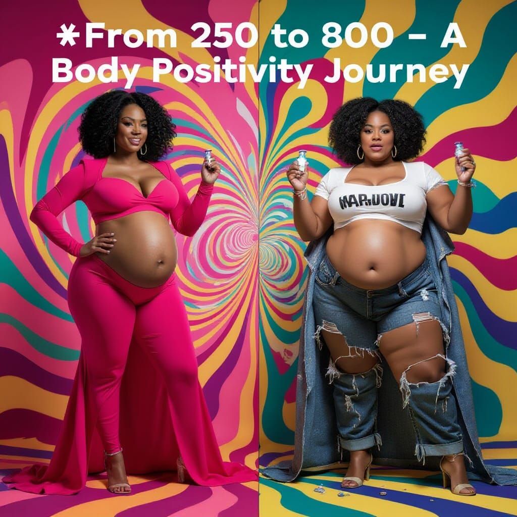 Body Positivity Transformation: A Colorful, Surreal Scene