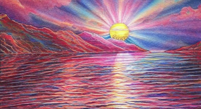 Iridescent Sun Sparkling in an Alien Sky