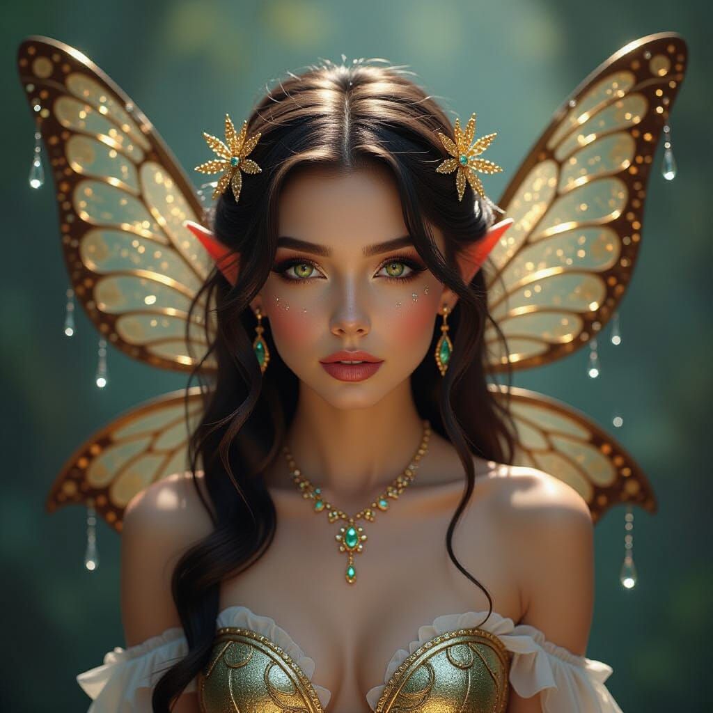 Golden Fairy with Impasto Background