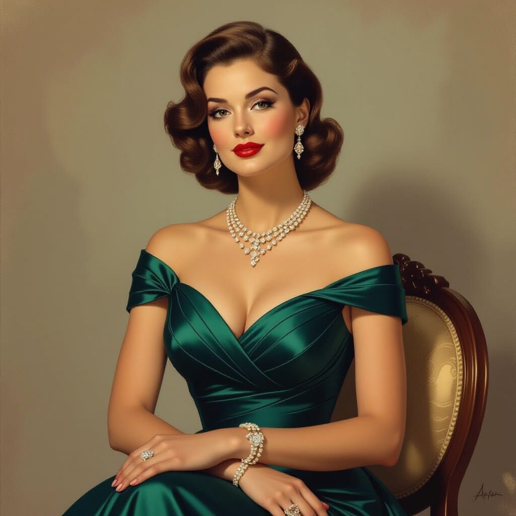 Elegant Woman in 1950s Style, Inspired by Rockwell