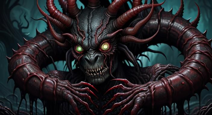 Macabre Azathoth-like Creature in Cosmic Horror Illustration