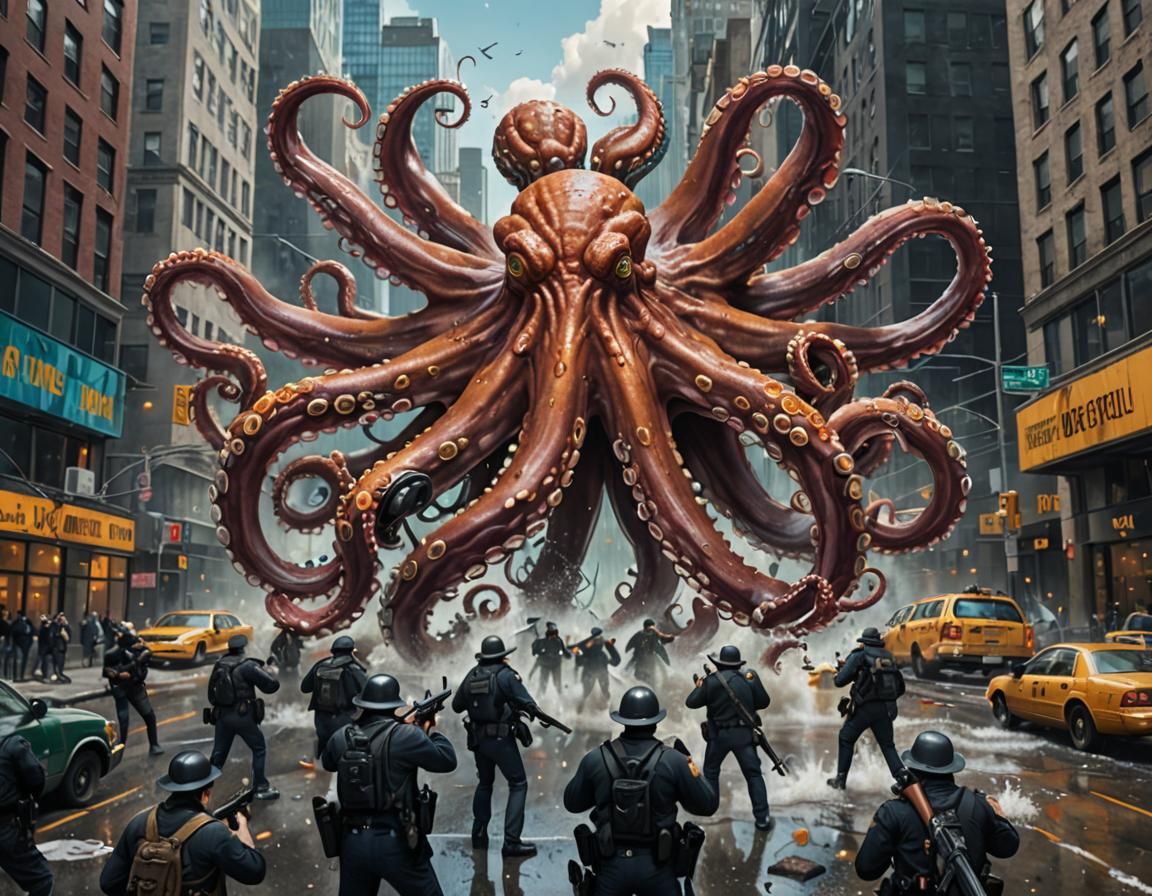Giant Octopus with Guns Causes Panic in New York