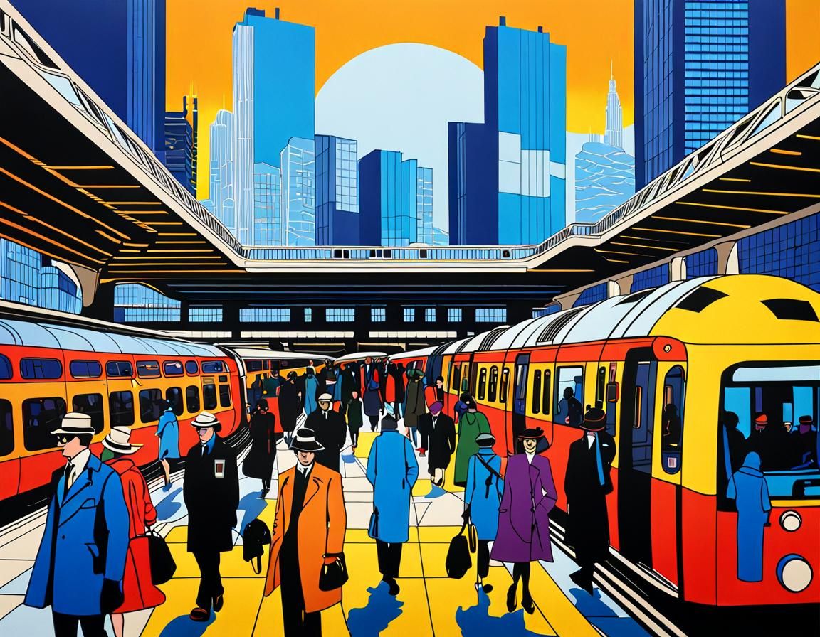 Vibrant Futuristic London Scene in Bold Graphic Style