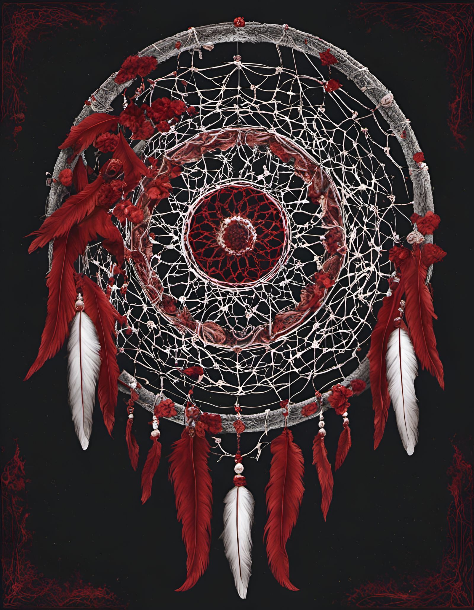 Visceral Gothic Dreamcatcher of Bones and Blood