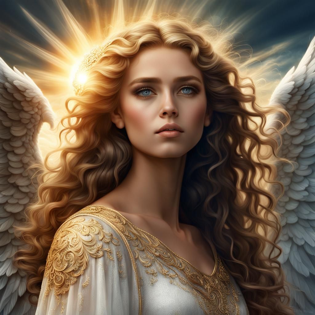 Ethereal Angel in Sunlight: Digital Matte Painting