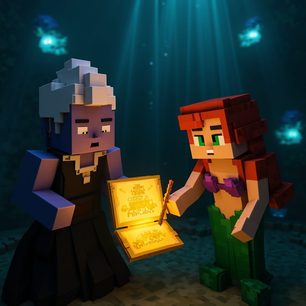 Ariel's Minecraft Bargain: Underwater Voxel Art