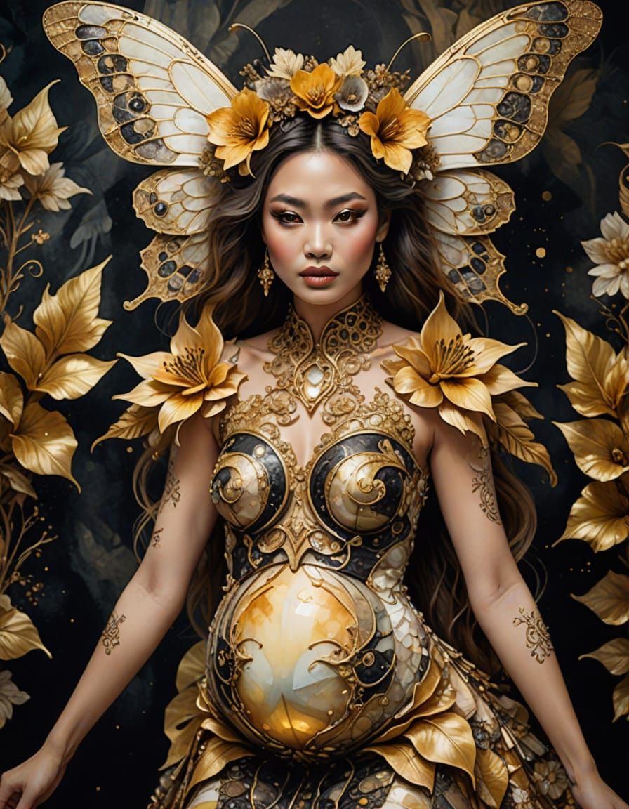 Opalescent Thai Woman with Moth Wing Eyes