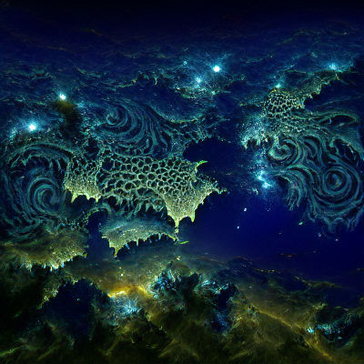 Fractal Ocean at Night: Abstract Landscape