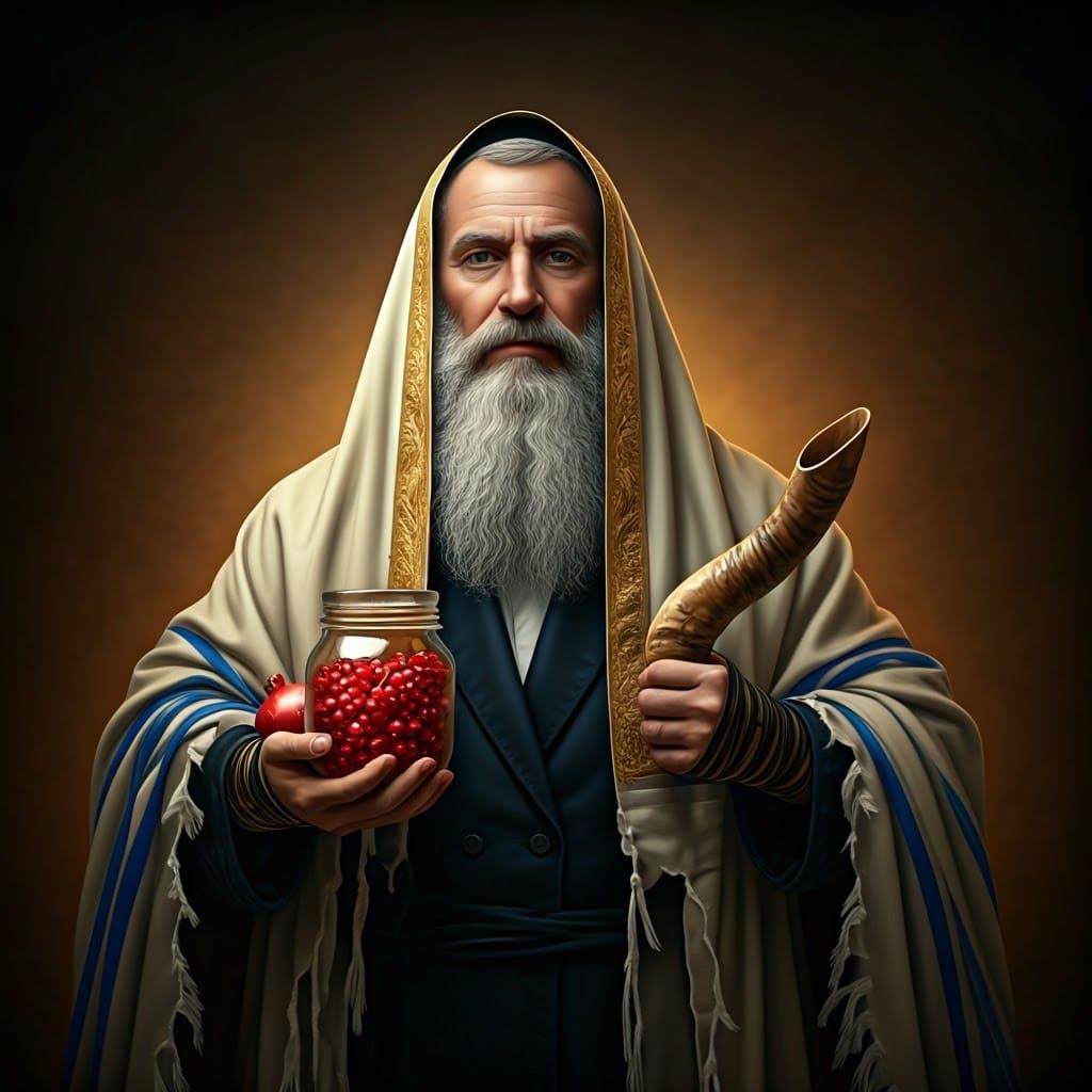 Ultra-Orthodox Jew as Superhero with Honey and Shofar